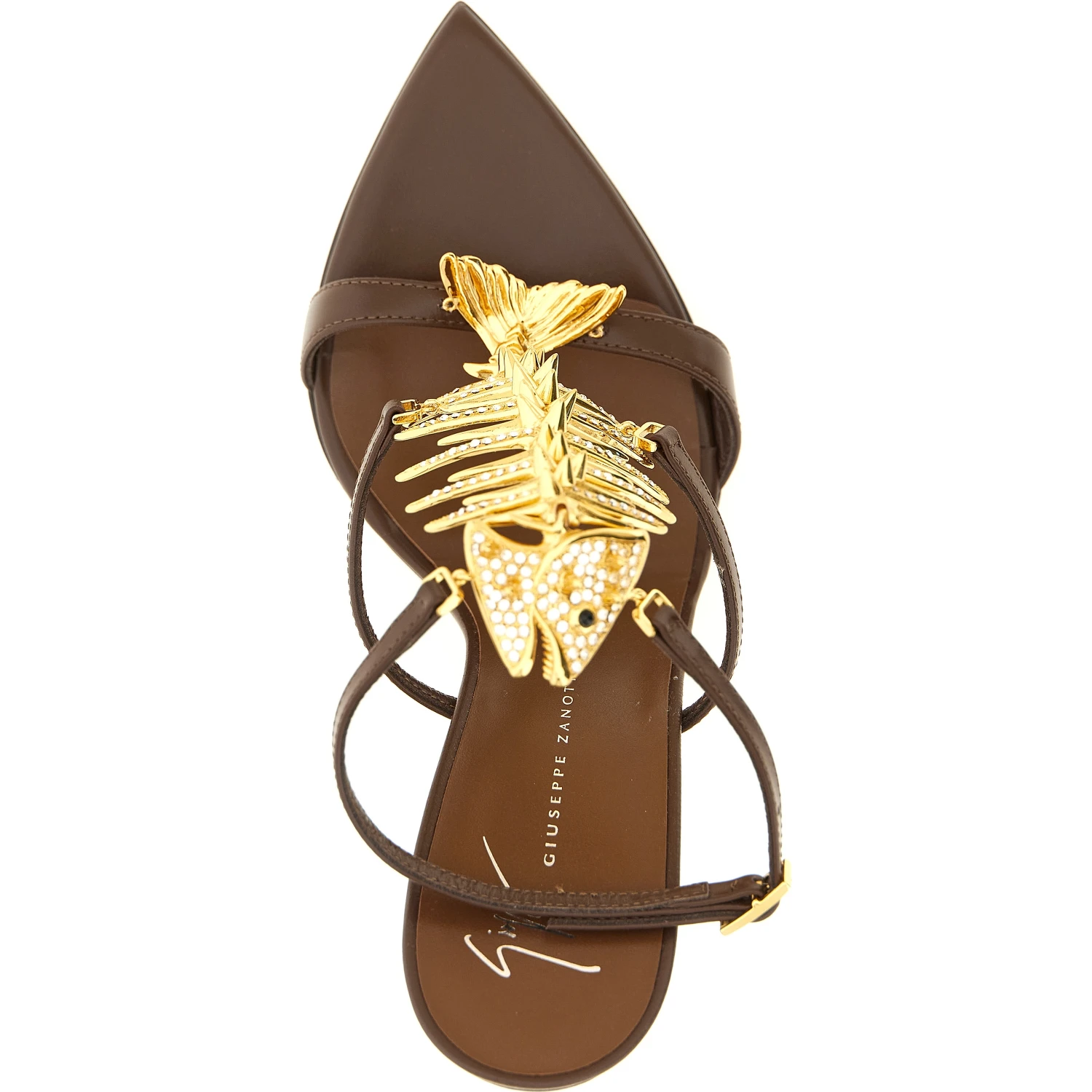 Brown Lamb Leather Stiletto Heel Sandals
