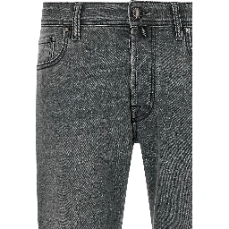 Gray Cotton Slim Fit Jeans