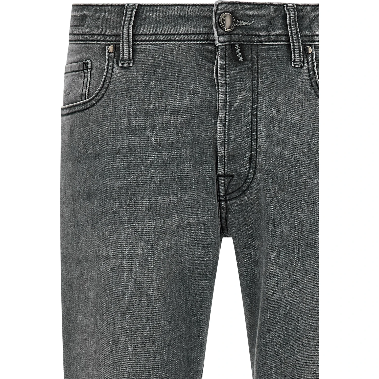 Gray Cotton Slim Fit Jeans
