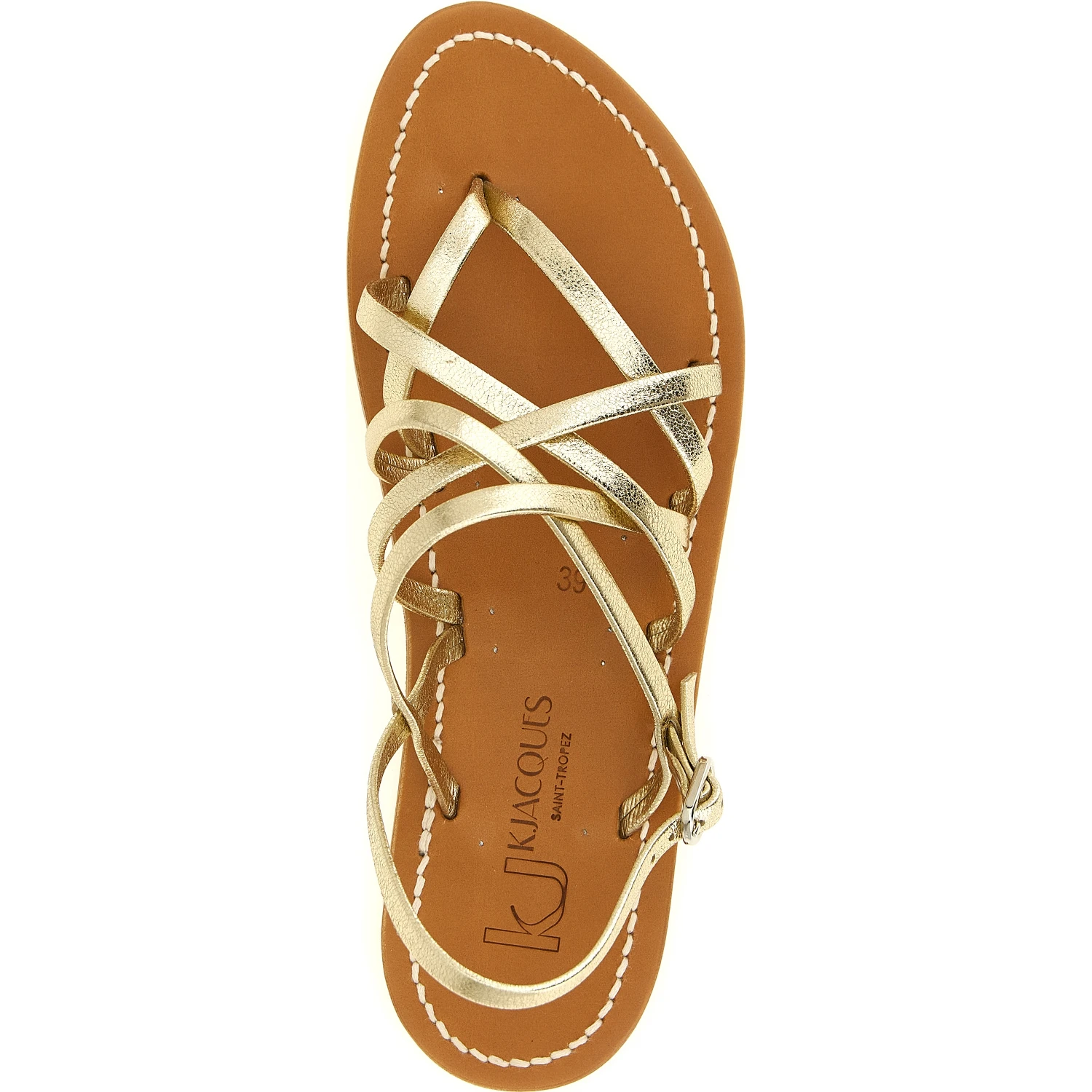 Gold Calfskin Flat Sandals