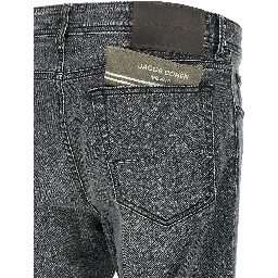Gray Cotton Slim Fit Jeans