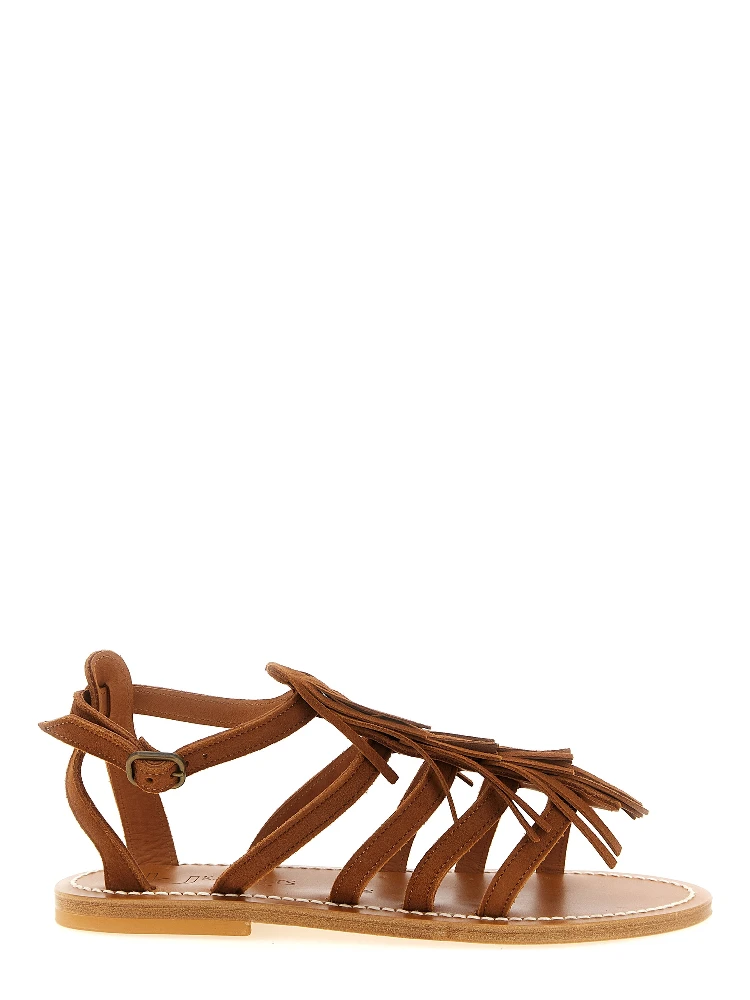 Brown Goatskin Flat Sandals