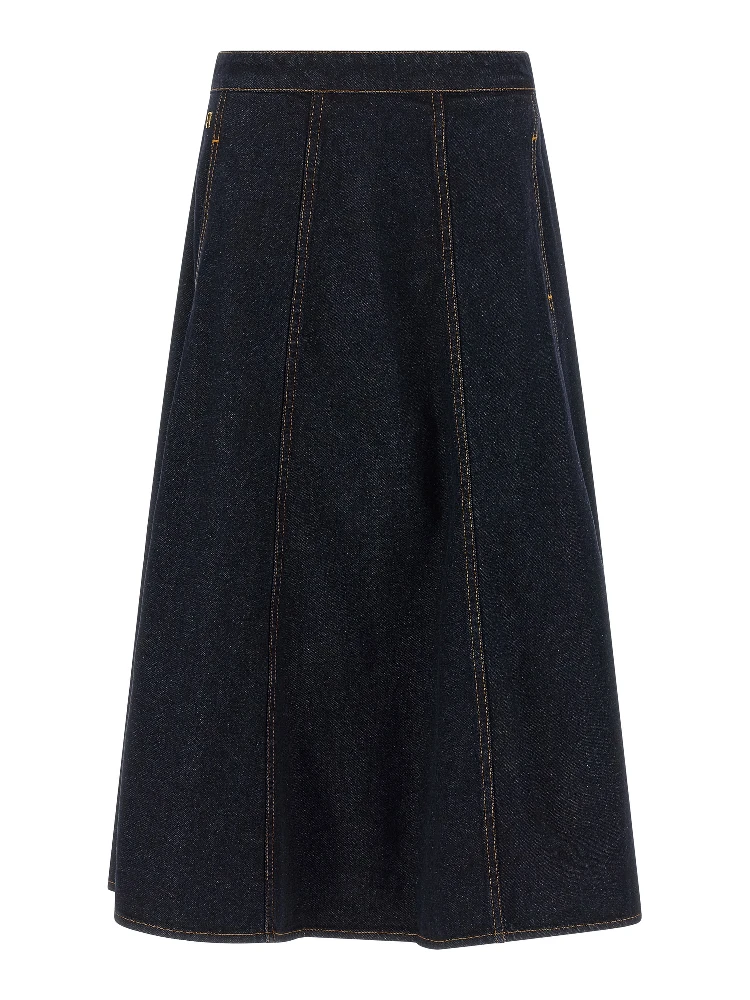 Blue Cotton Mini Skirt