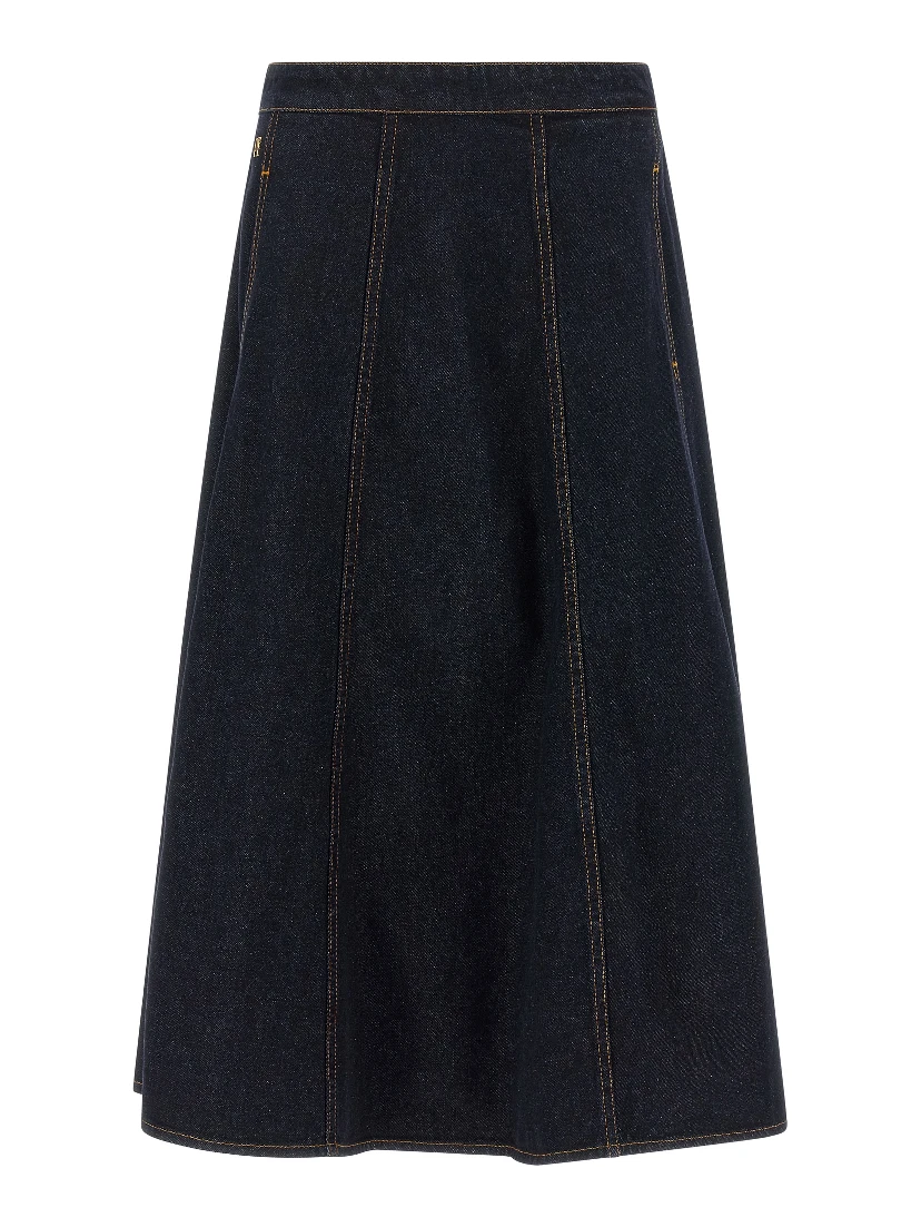 Blue Cotton Mini Skirt