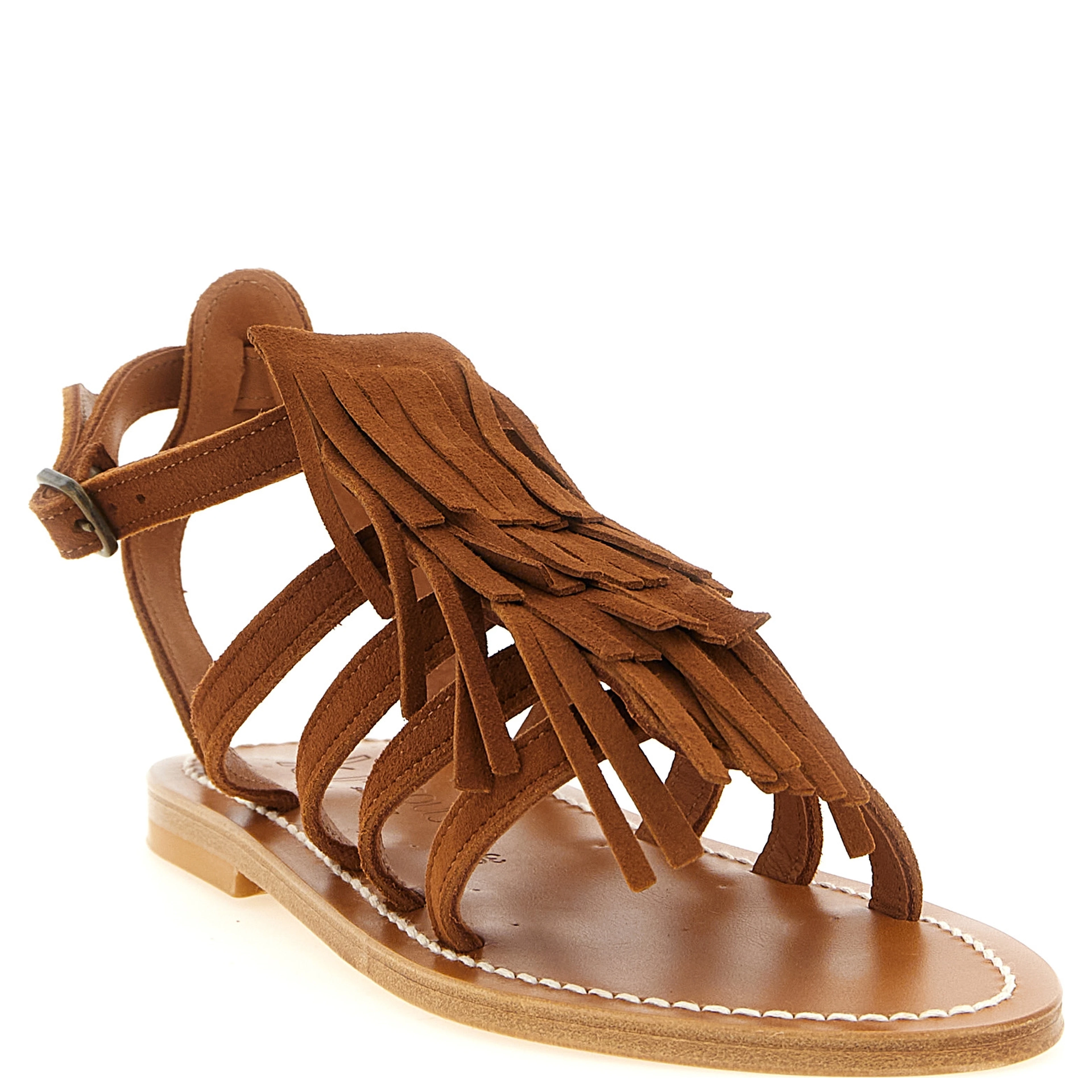 Brown Goatskin Flat Sandals