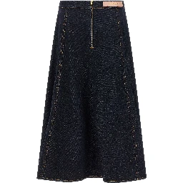 Blue Cotton Mini Skirt