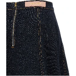 Blue Cotton Mini Skirt