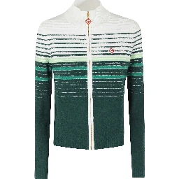 BOUCLE STRIPE ZIP UP CARDIGAN