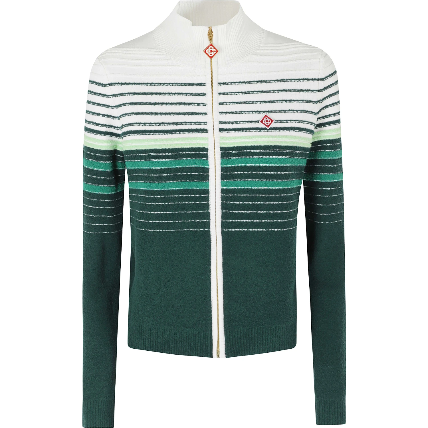 BOUCLE STRIPE ZIP UP CARDIGAN