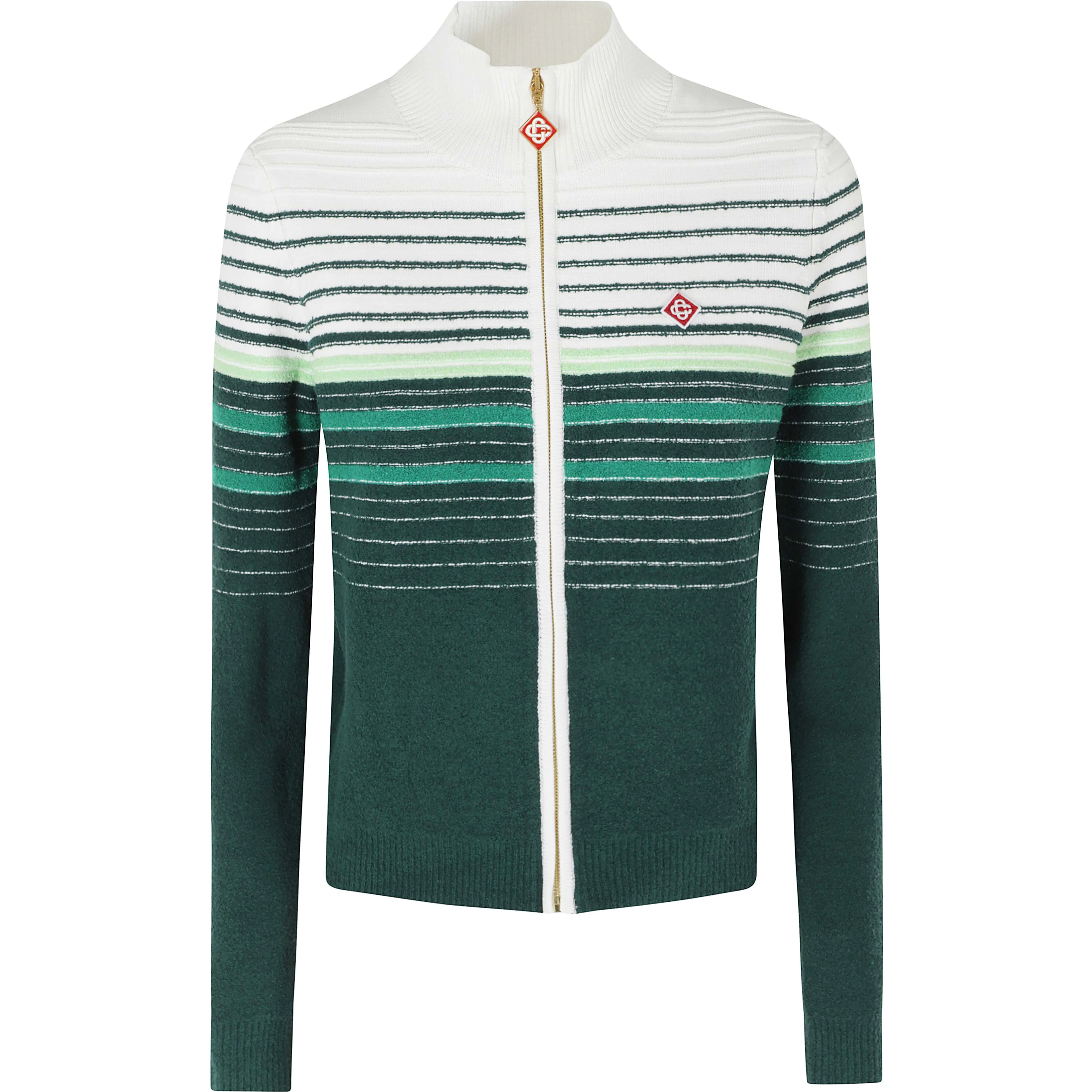 BOUCLE STRIPE ZIP UP CARDIGAN