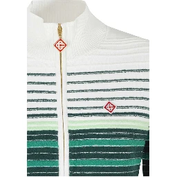 BOUCLE STRIPE ZIP UP CARDIGAN