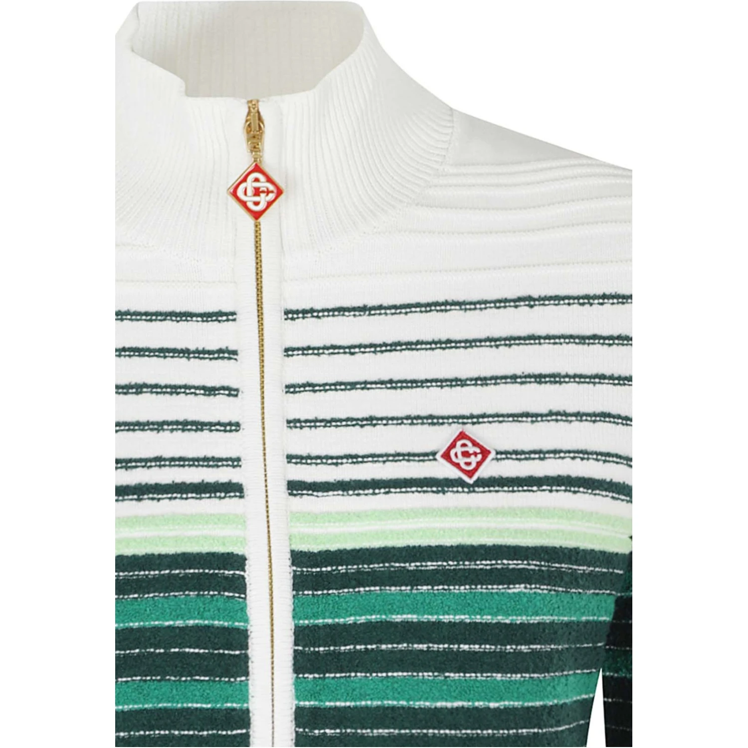 BOUCLE STRIPE ZIP UP CARDIGAN