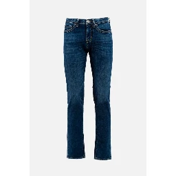 Blue Cotton Straight-Leg Jeans