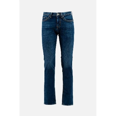 Blue Cotton Straight-Leg Jeans