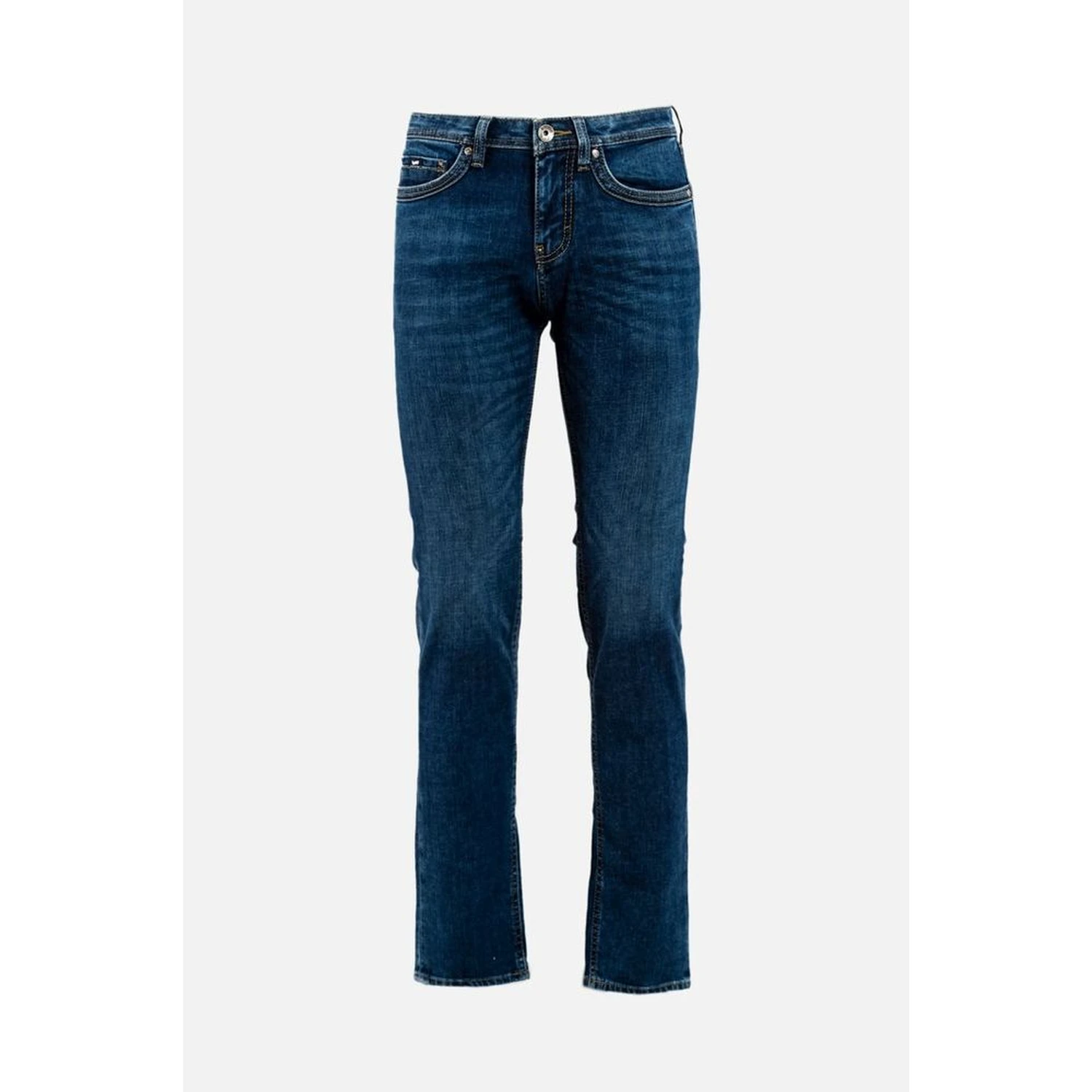 Blue Cotton Straight-Leg Jeans