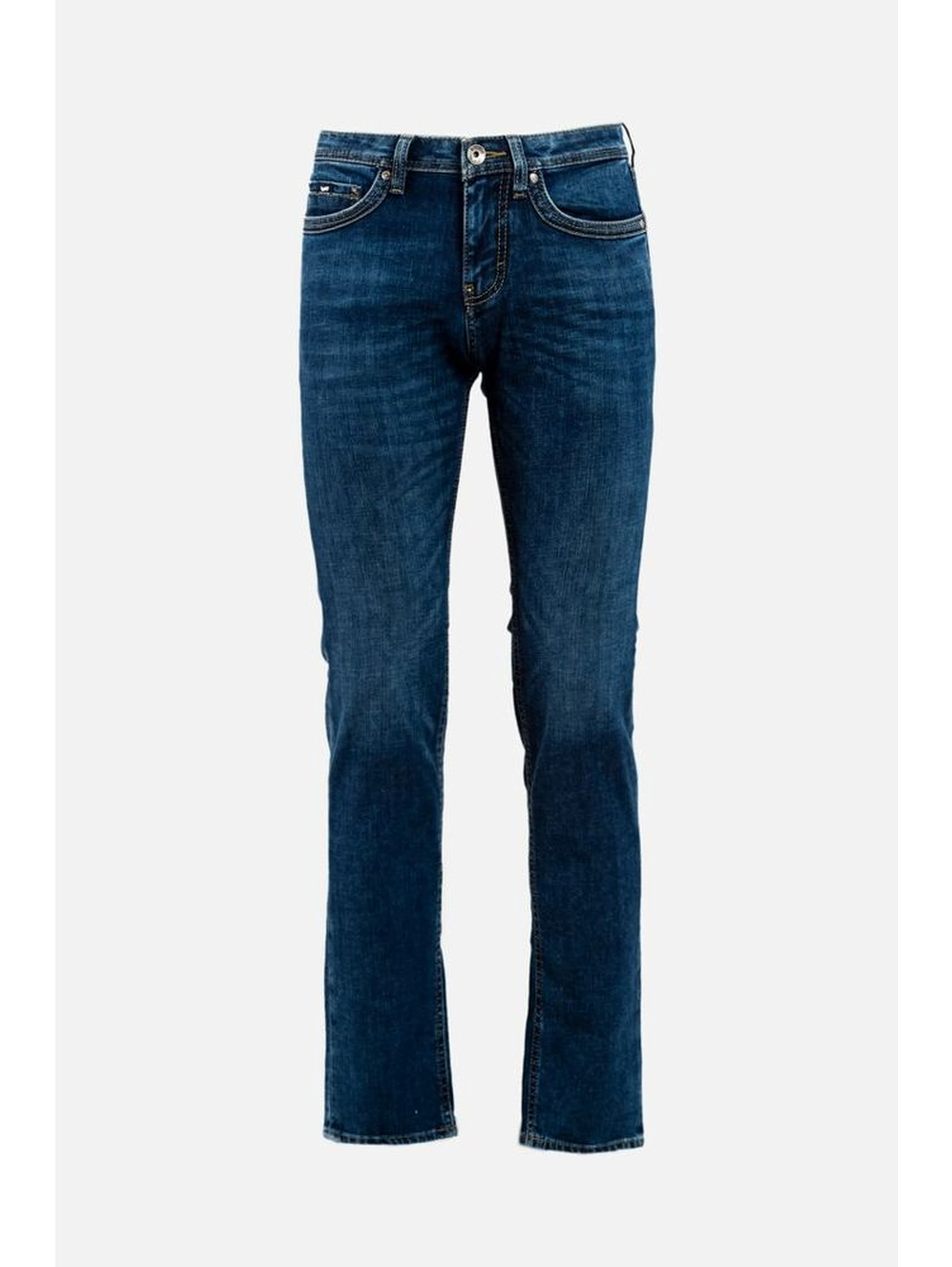 Blue Cotton Straight-Leg Jeans