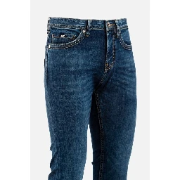 Blue Cotton Straight-Leg Jeans