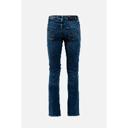 Blue Cotton Straight-Leg Jeans