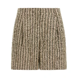 Bicolor Linen Bermuda Shorts