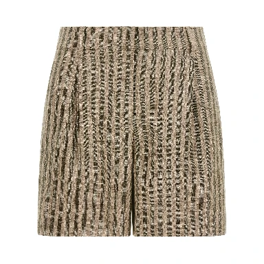 Bicolor Linen Bermuda Shorts
