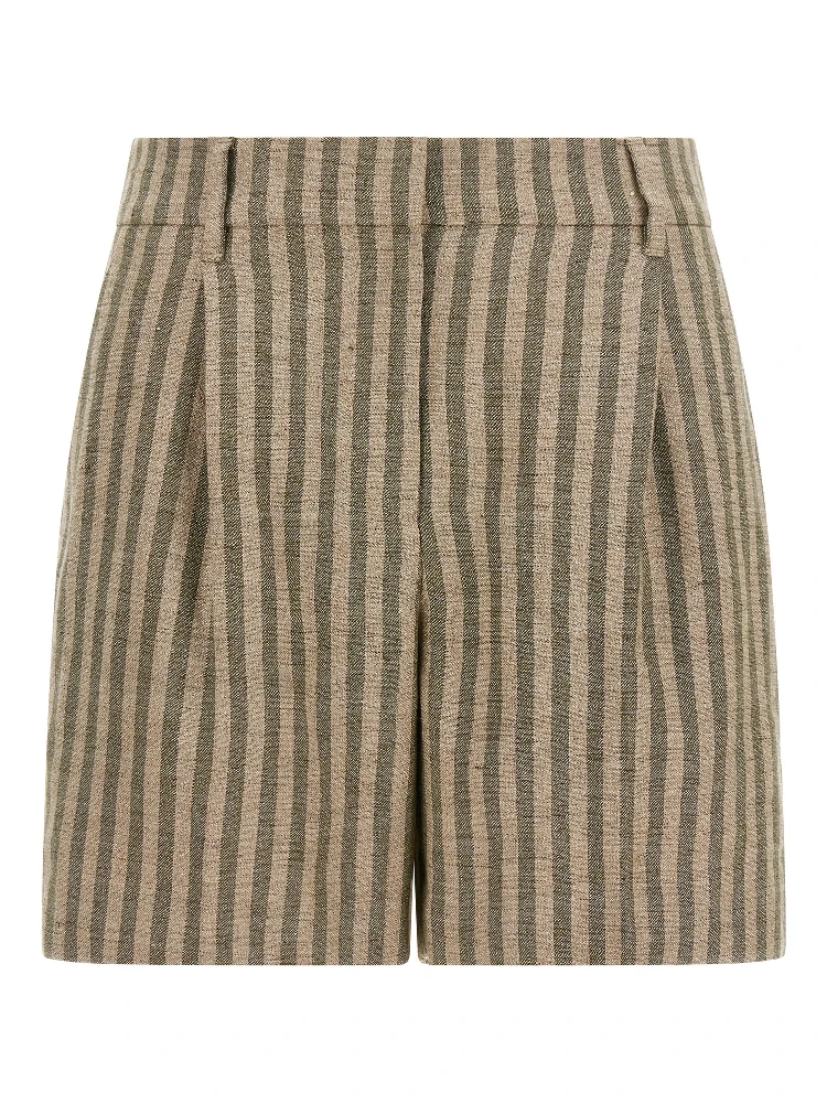 Bicolor Linen Bermuda Shorts