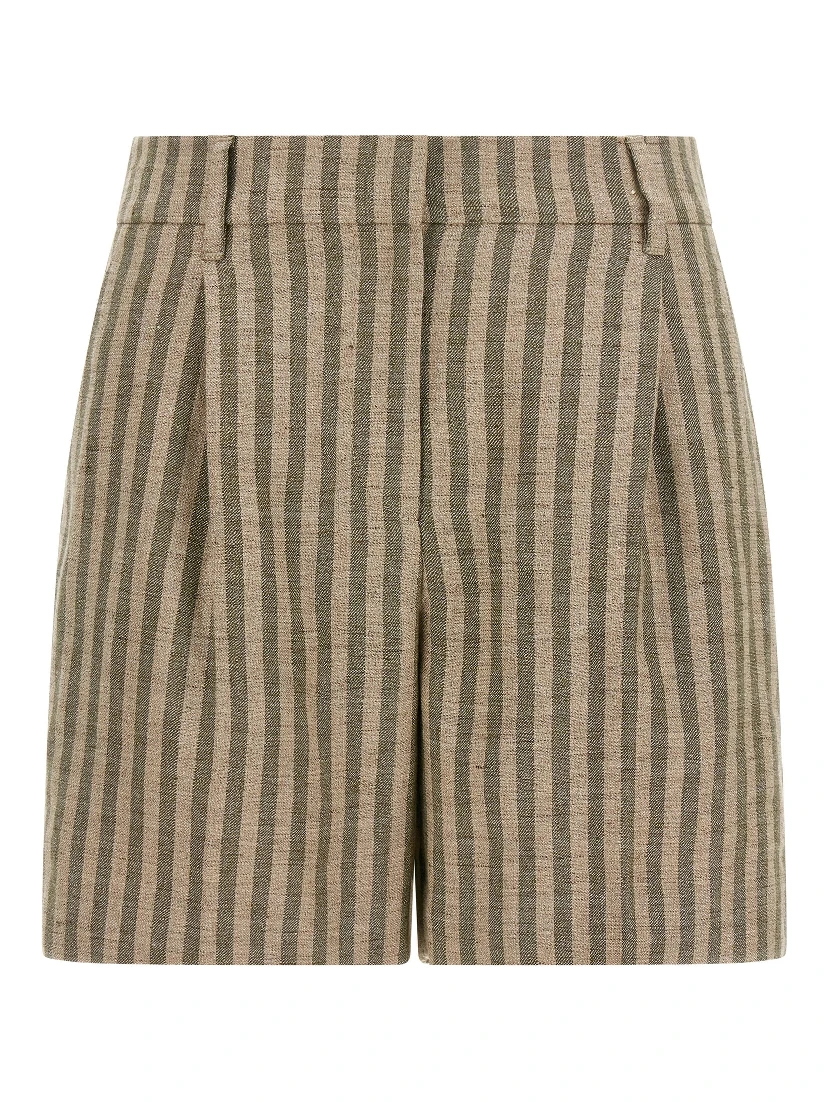 Bicolor Linen Bermuda Shorts