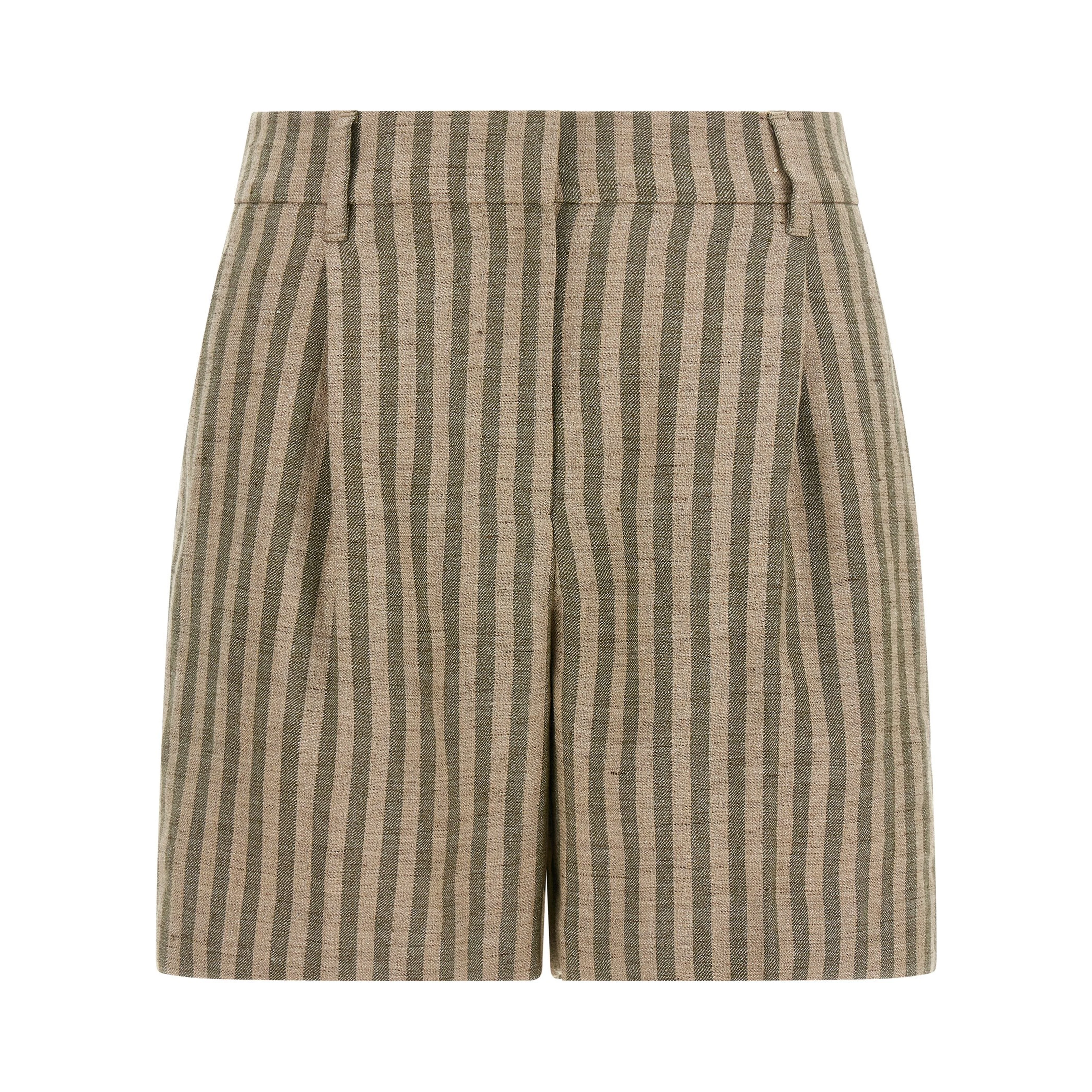 Bicolor Linen Bermuda Shorts