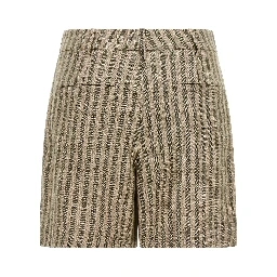 Bicolor Linen Bermuda Shorts