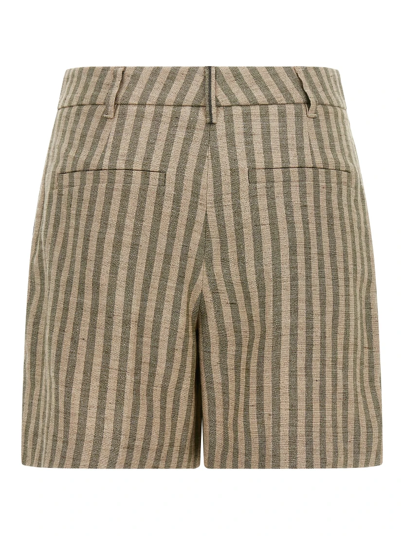 Bicolor Linen Bermuda Shorts