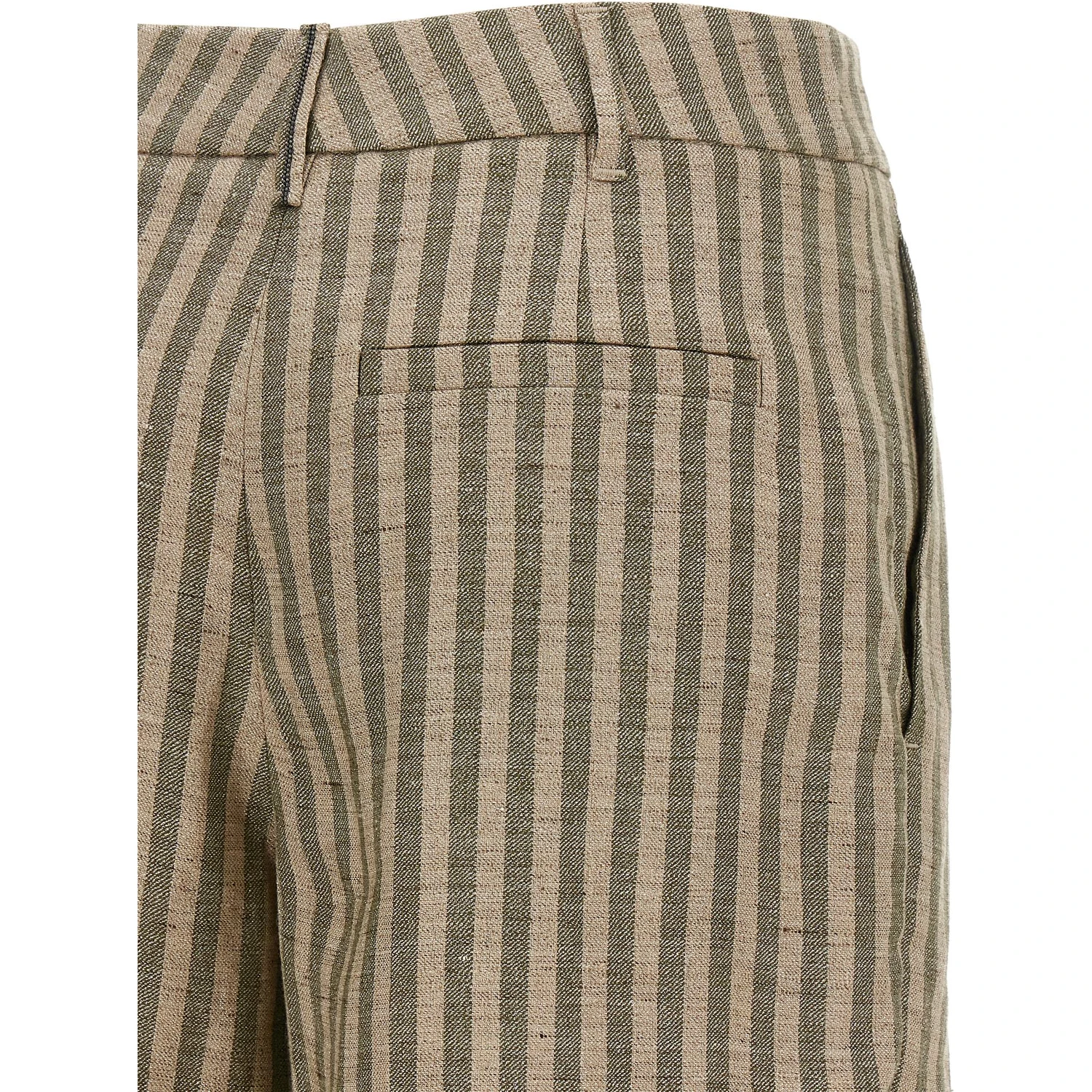 Bicolor Linen Bermuda Shorts
