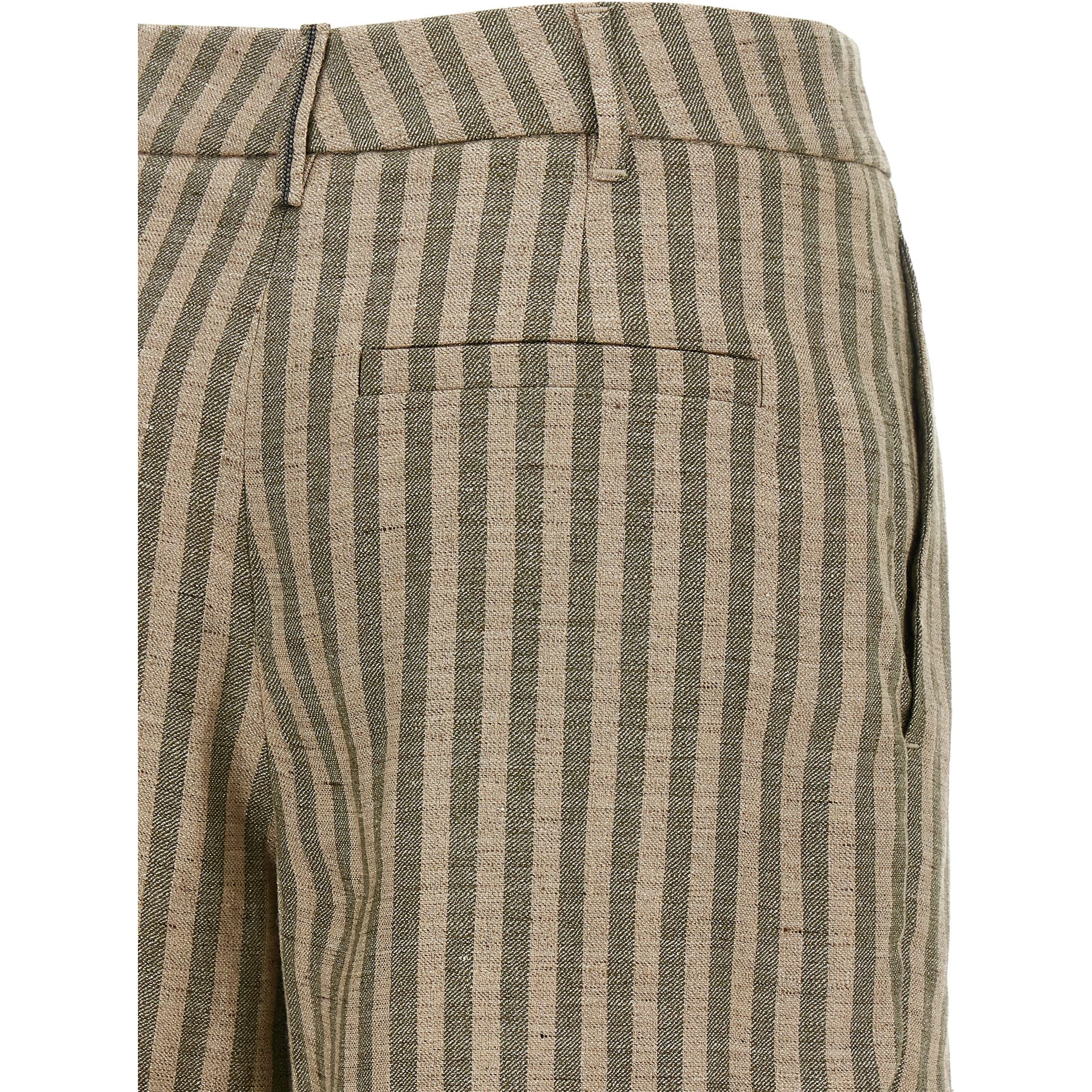 Bicolor Linen Bermuda Shorts
