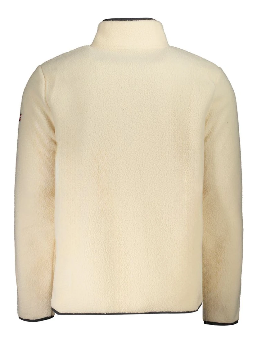 Beige Polyester Men Sweater with Multiple Pockets