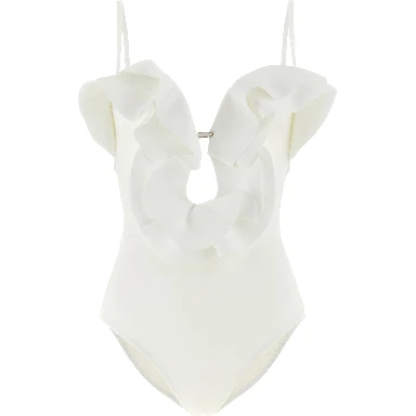 White Polyamide One-Piece Swimsuit
