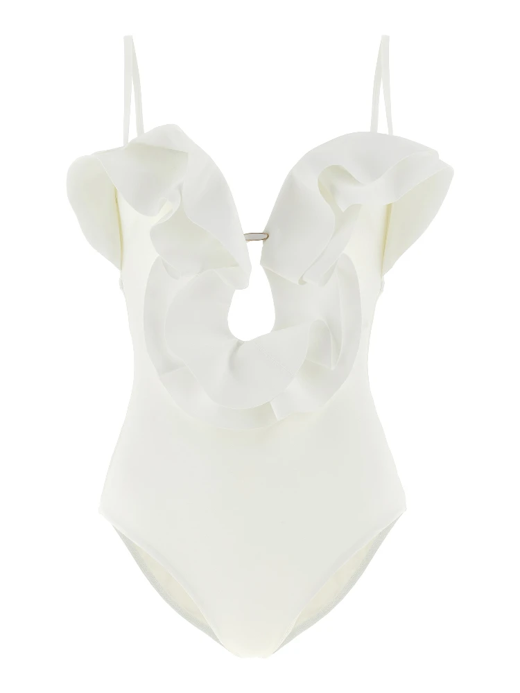 White Polyamide One-Piece Swimsuit