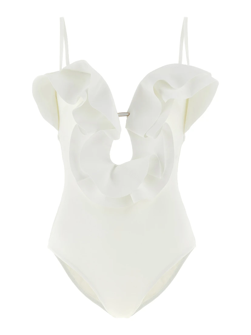White Polyamide One-Piece Swimsuit