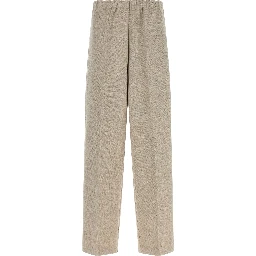 Beige Polyester Casual Pants