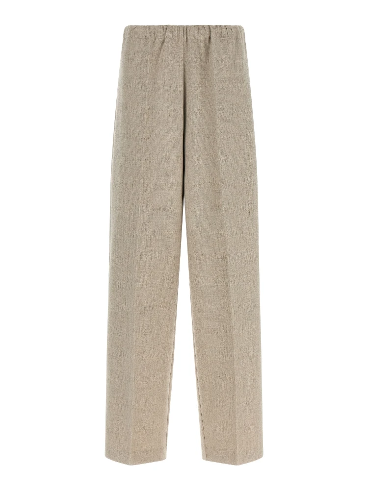 Beige Polyester Casual Pants
