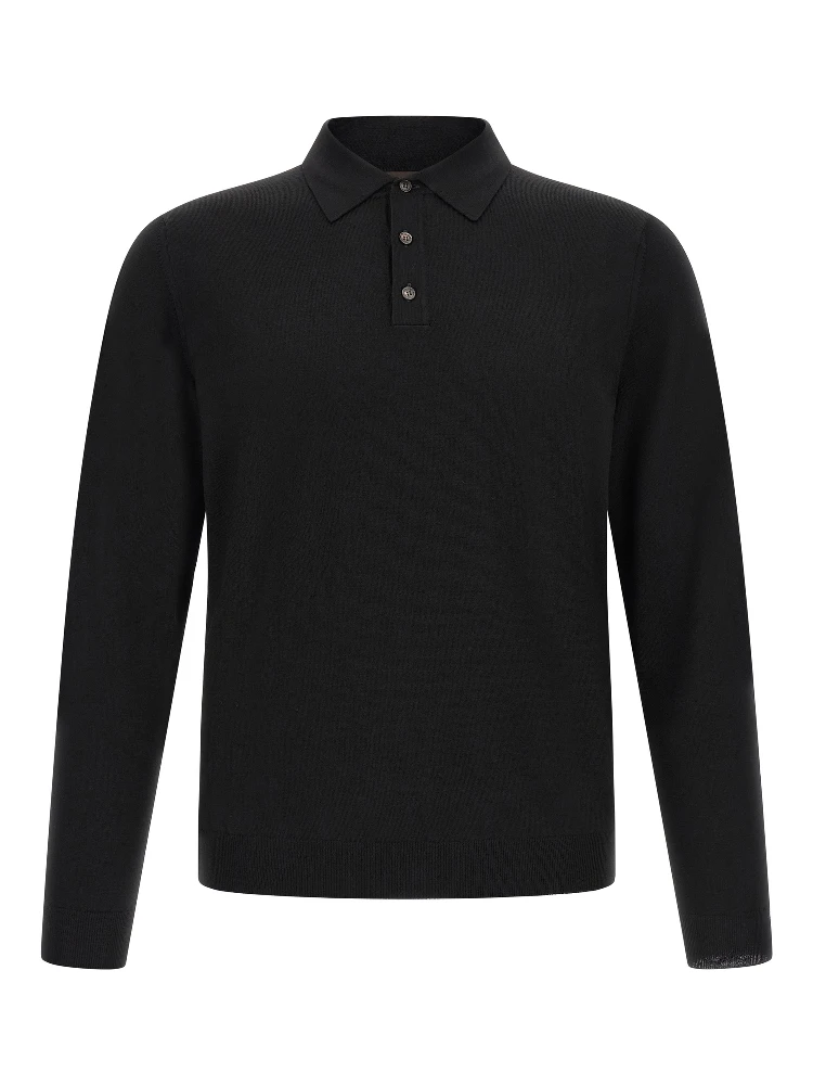 Black Virgin Wool Polo Shirt
