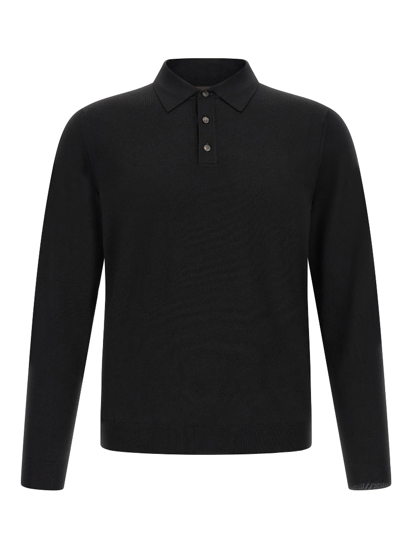 Black Virgin Wool Polo Shirt
