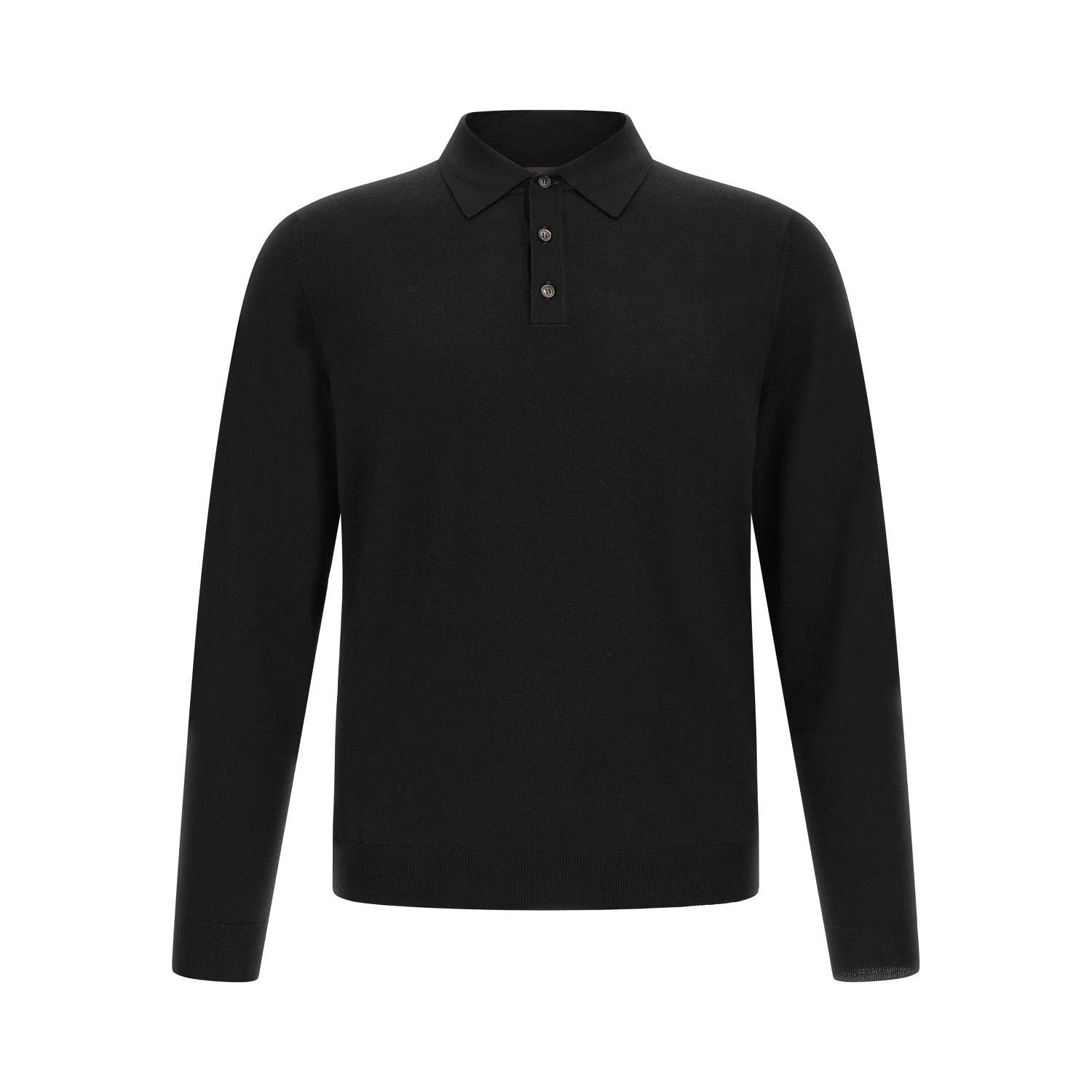 Black Virgin Wool Polo Shirt