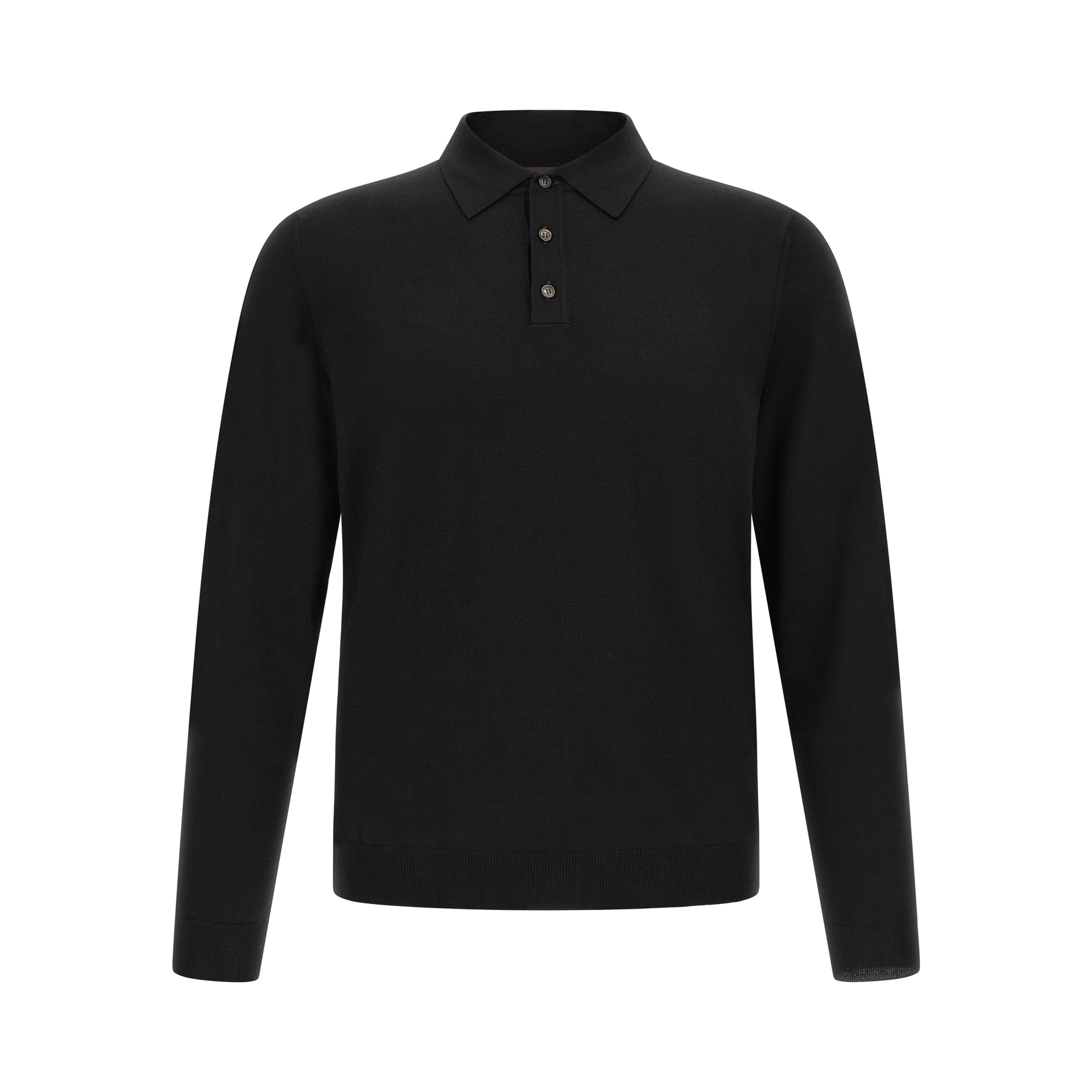 Black Virgin Wool Polo Shirt