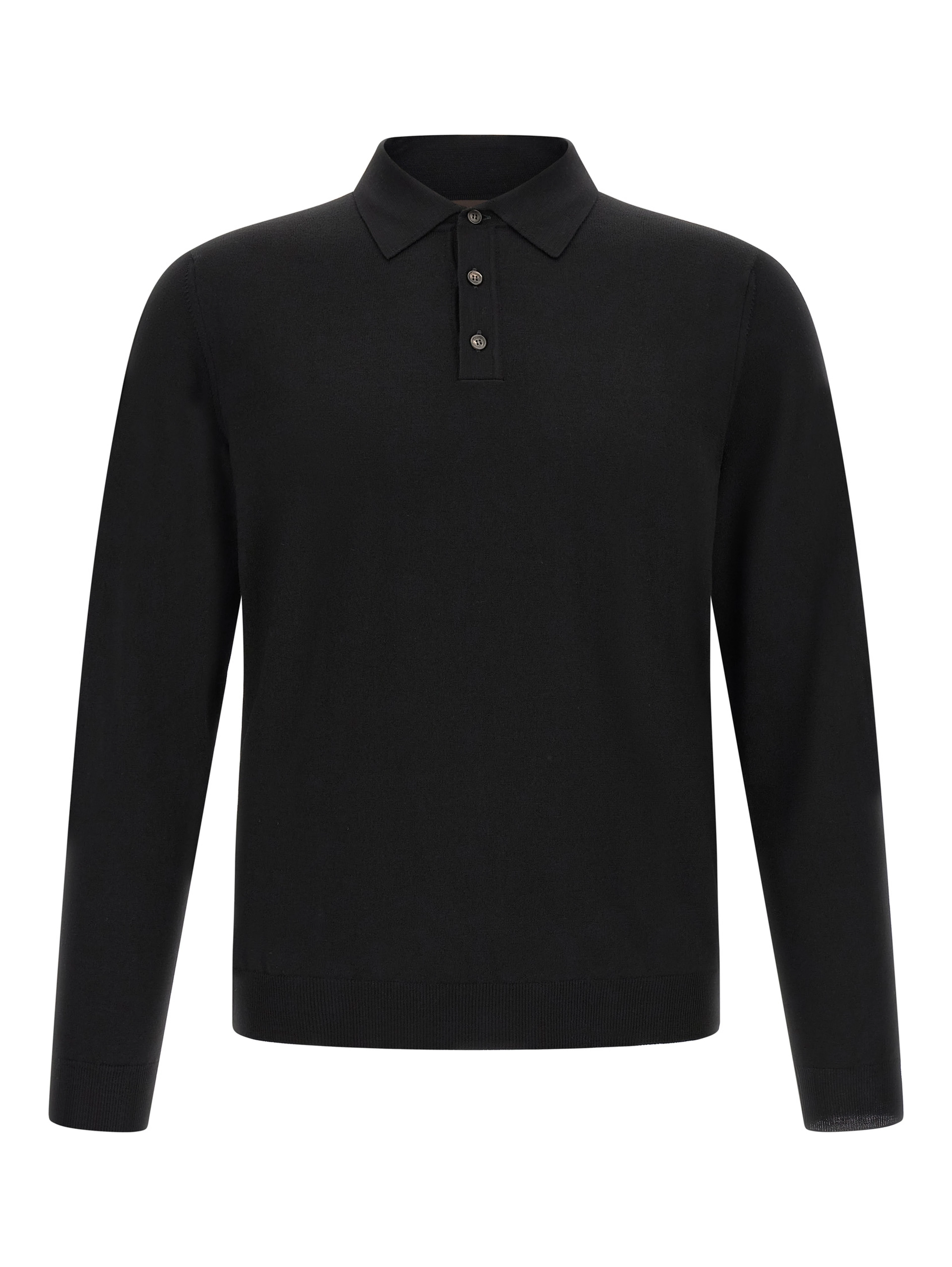 Black Virgin Wool Polo Shirt