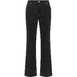 Black Cotton Flared Jeans