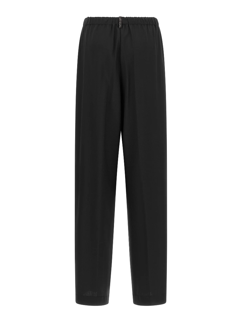 Black Virgin Wool Casual Pants