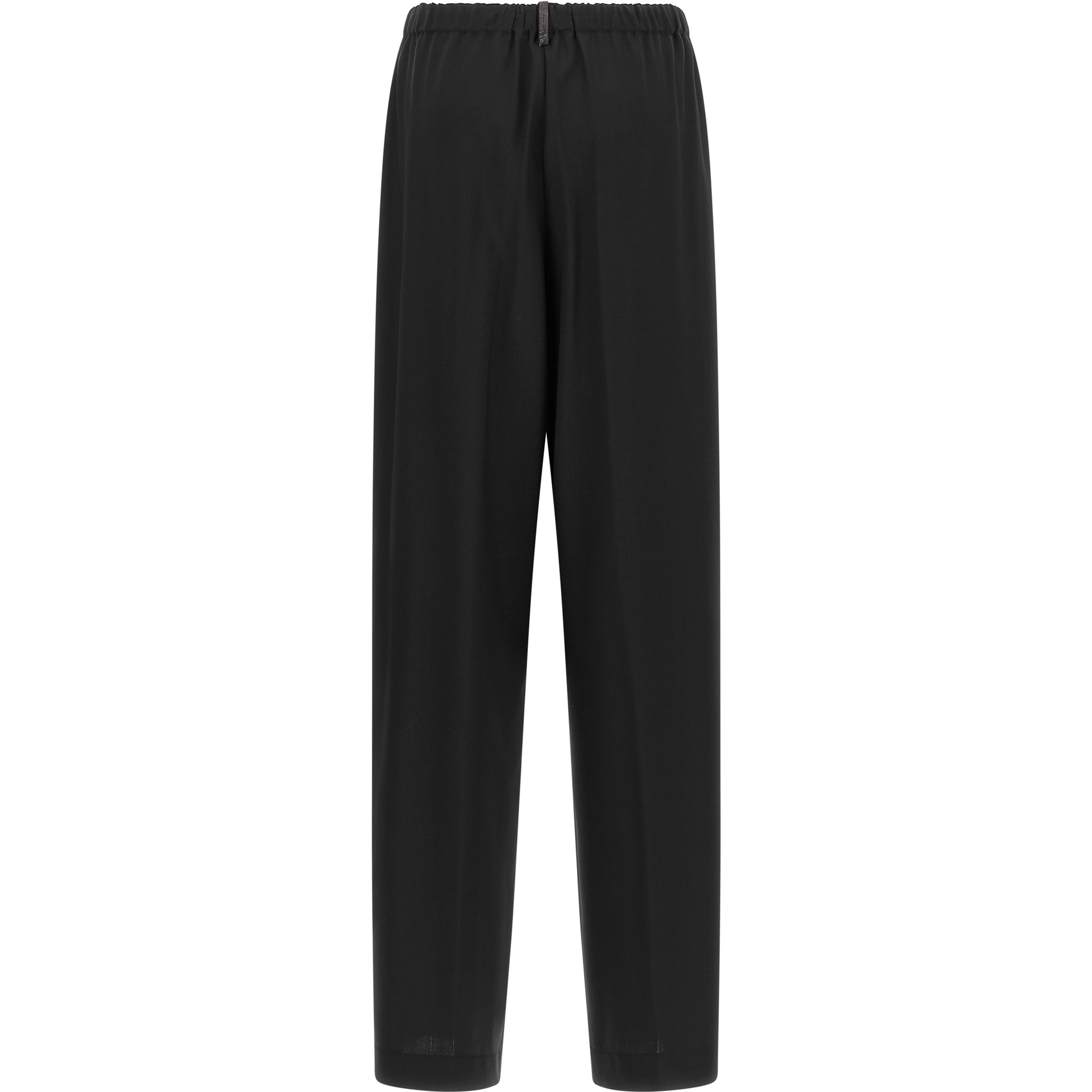 Black Virgin Wool Casual Pants