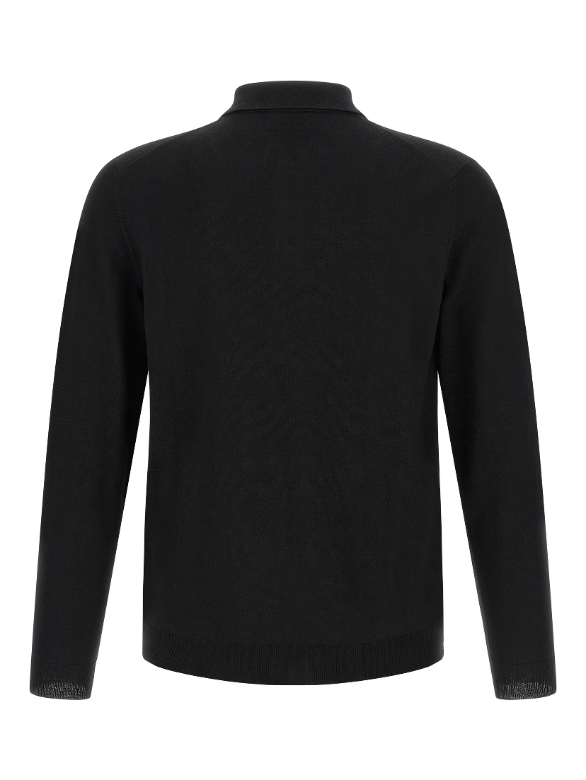 Black Virgin Wool Polo Shirt