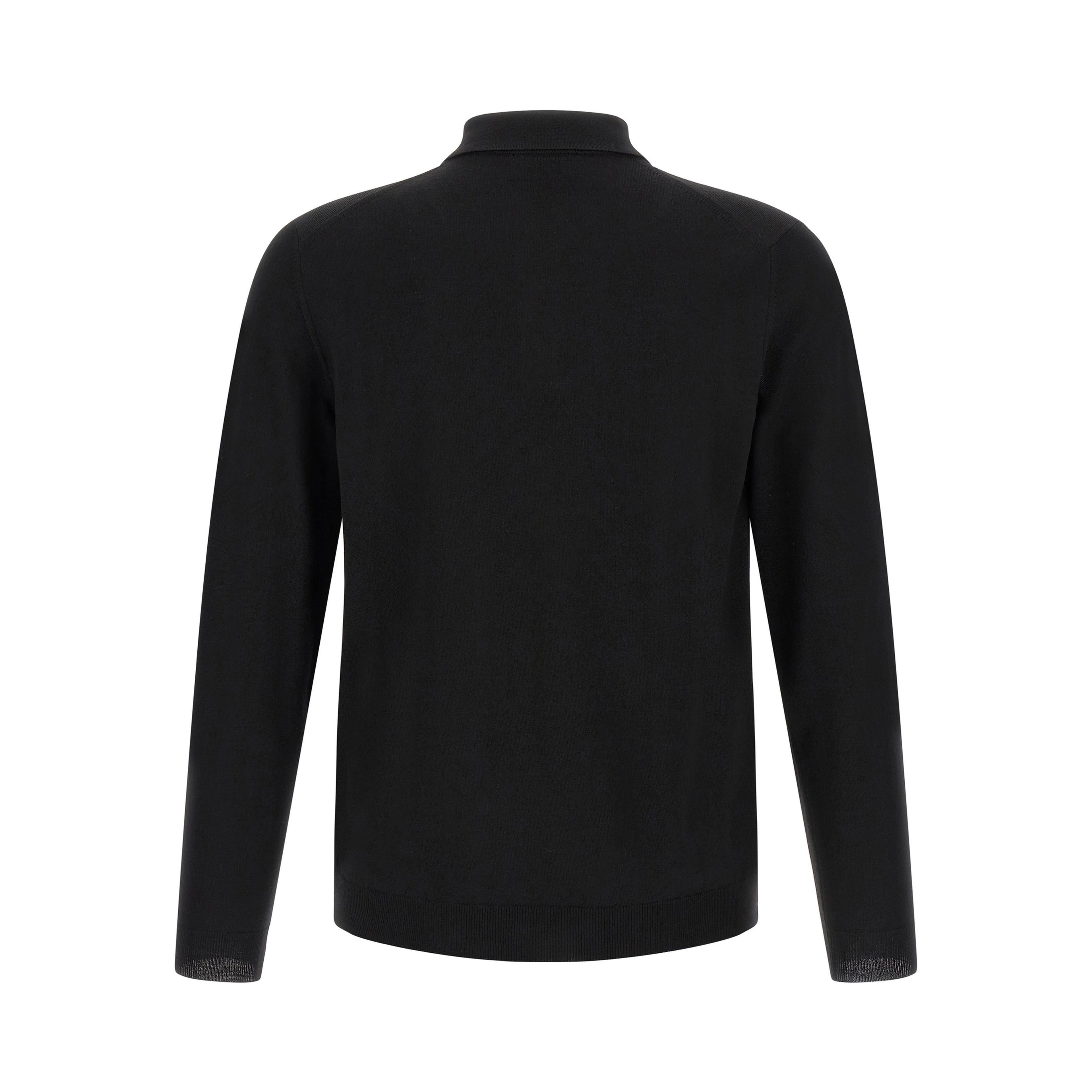 Black Virgin Wool Polo Shirt
