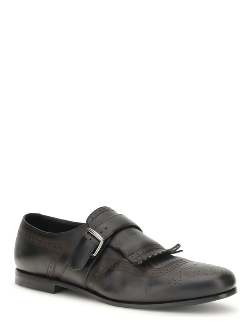 Black Calf Leather Bos Taurus Slip-On Loafers