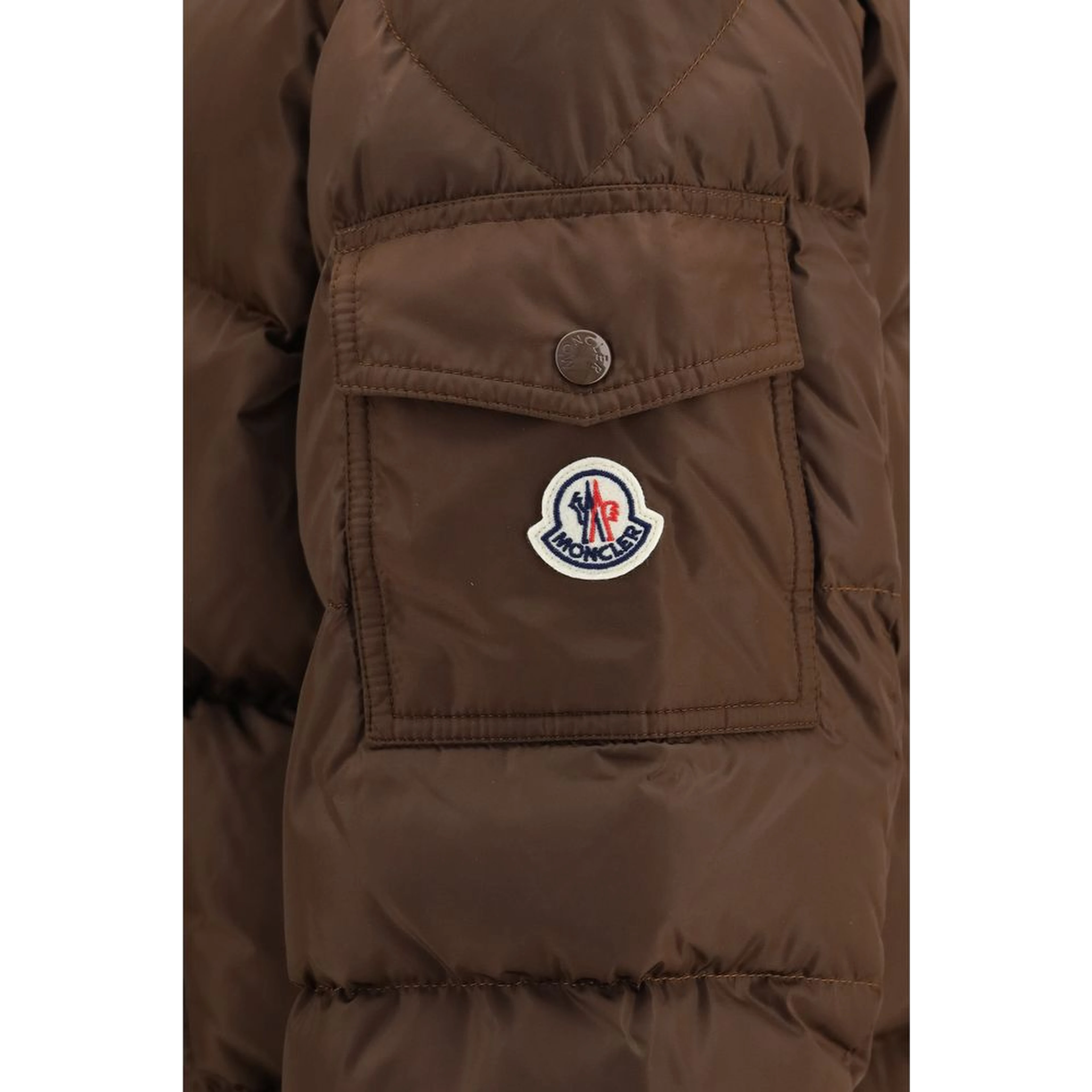 Brown Polyamide Full-Length Jacket
