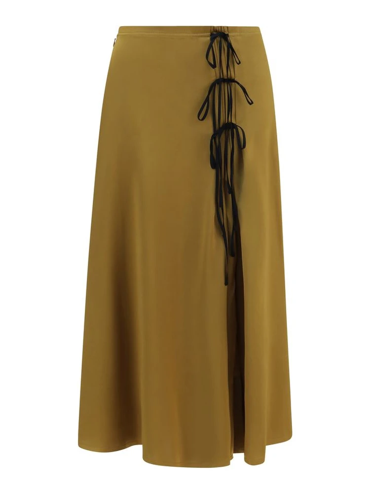Bicolor Acetate Midi Skirt